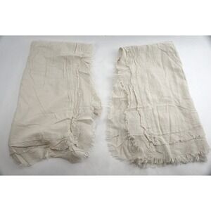 Patina Vie Pillow Sham 2pc Set King Cream 100% Cotton Frayed Fringe Excellent